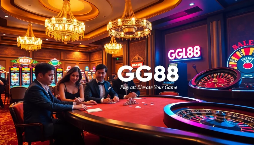 Exciting poker players at a casino, highlighting the thrilling atmosphere of GG88 gambling.